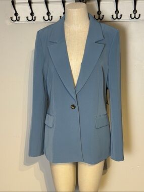 Ever New Tailored Slate Blue Single-Button Women's Blazer NWT